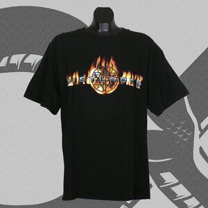 Vintage Disturbed 2002 Band T-Shirt Men's Large Doule Sided Flame Graphic Black
